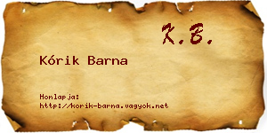Kórik Barna névjegykártya