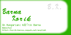 barna korik business card